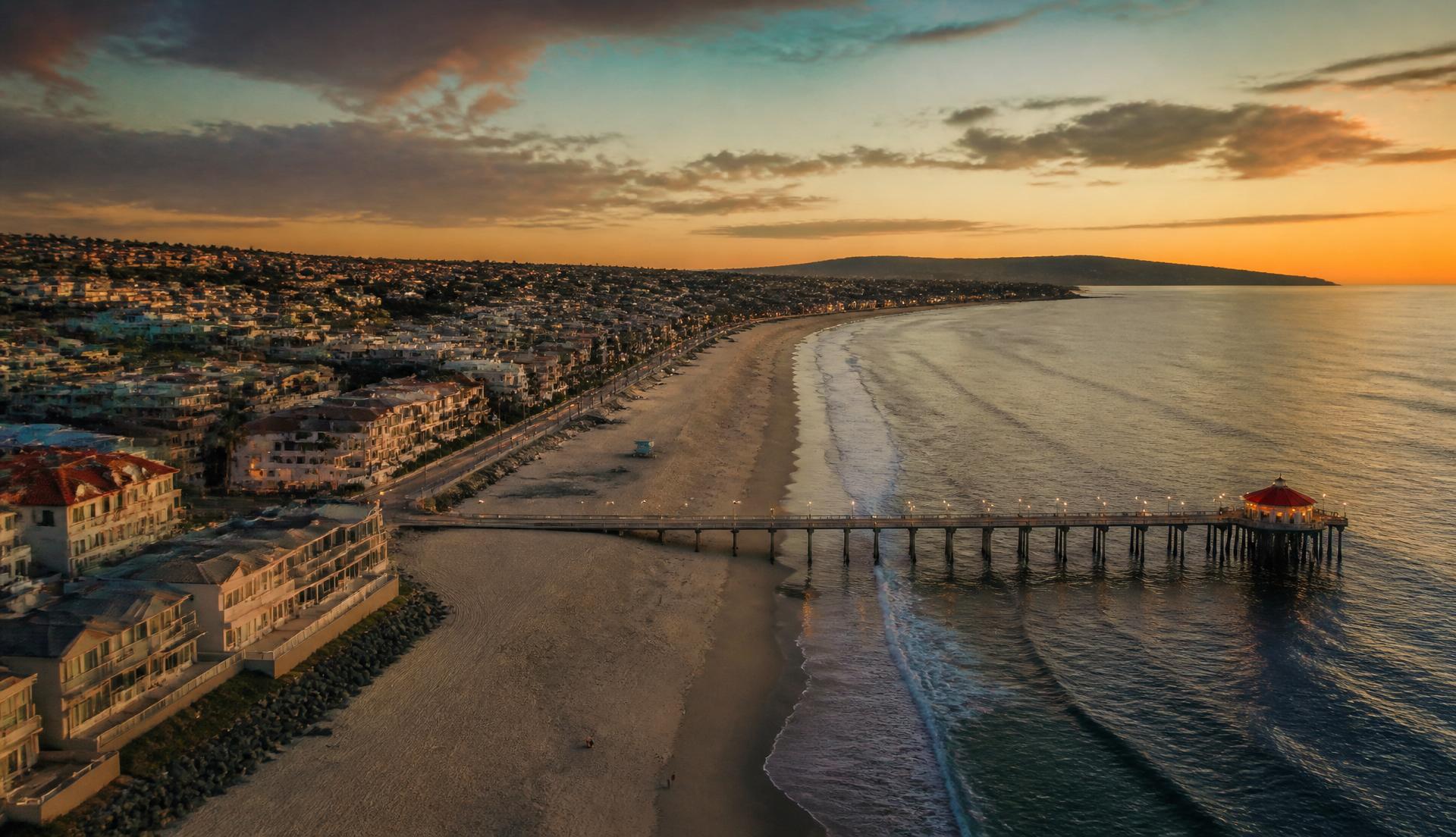 Manhattan Beach coastline at golden hour